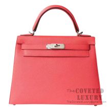 Hermes Kelly 28 Handbag T5 Rose Jaipur Epsom SHW