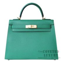 Hermes Kelly 28 Handbag U4 Vert Vertigo Epsom GHW