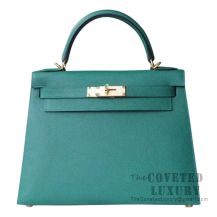 Hermes Kelly 28 Handbag Z6 Malachite Epsom GHW