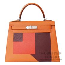 Kellygraphie Hermes Kelly 28 Handbag Letter R Sellier I9 Apricot And 8W Rose Azalee Epsom SHW