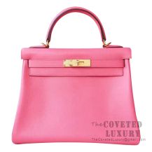 Hermes Kelly 28 Handbag 8W Rose Azalee Evercolor GHW