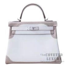 Hermes Kelly 28 Handbag CC10 Craie And CC80 Pearl Grey Ghillies SHW