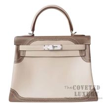 Hermes Kelly 28 Handbag 1F Argile And CC18 Etoupe Swift SHW