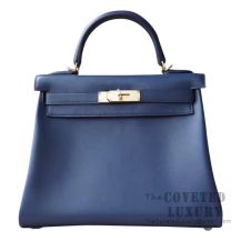 Hermes Kelly 28 Handbag 2Z Bieu Nuit Swift GHW