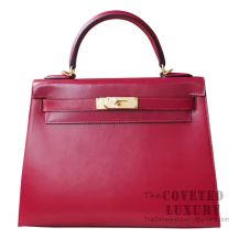 Hermes Kelly 28 Handbag B5 Ruby Tadelakt GHW