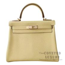 Hermes Kelly 28 Handbag 1Z Jaune Poussin Togo SHW