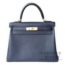 Hermes Kelly 28 Handbag 2Z Bieu Nuit Togo GHW