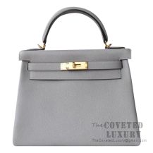 Hermes Kelly 28 Handbag 4Z Gris Mouette Togo GHW