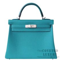 Hermes Kelly 28 Handbag 7F Blue Paon Togo SHW