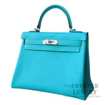 Hermes Kelly 28 Handbag 7V Lagon Togo SHW