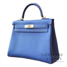 Hermes Kelly 28 Handbag CC73 Blue Saphir Togo SHW