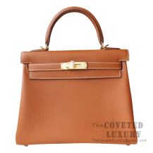 Hermes Kelly 28 Handbag CK37 Gold Togo GHW