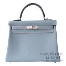 Hermes Kelly 28 Handbag J7 Bleu Lin Togo SHW