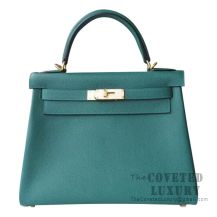 Hermes Kelly 28 Handbag Z6 Malachite Togo GHW