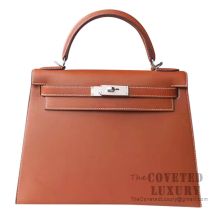 Hermes Kelly 28 Handbag CC34 Fauve Barenia Natural SHW