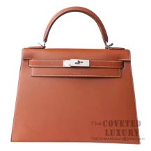 Hermes Kelly 28 Handbag CC34 Fauve Barenia Natural SHW