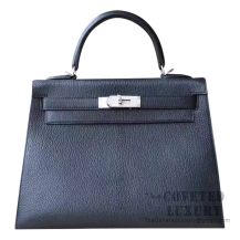 Hermes Kelly 28 Handbag 89 Noir Chevere SHW