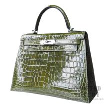 Hermes Kelly 28 Bag 6H Vert Veronese Shiny Niloticus SHW