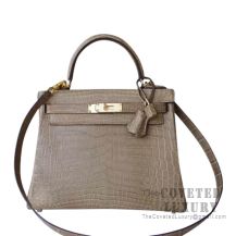 Hermes Kelly 28 Bag CC24 Tabac Camel Matte Niloticus GHW