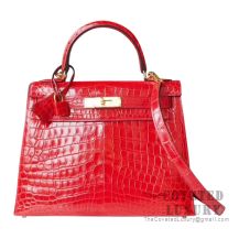 Hermes Kelly 28 Bag CC95 Braise Shiny Niloticus GHW