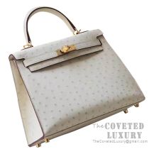 Hermes Kelly 28 Bag 3C Parchemin Ostrich GHW