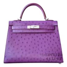 Hermes Kelly 28 Bag 5C Violet Ostrich SHW