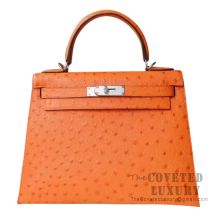 Hermes Kelly 28 Bag CK93 Orange Ostrich SHW