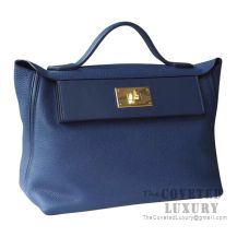 Hermes Kelly 24/24 Bag 29 CM CC73 Blue Saphir Togo GHW