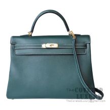 Hermes Kelly 32 Bag 2Q Vert Anglais Swift GHW