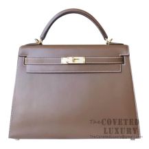 Hermes Kelly 32 Bag CC18 Etoupe Tadelakt GHW