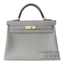 Hermes Kelly 32 Bag 4Z Gris Mouette Togo GHW