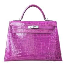 Hermes Kelly 25 Bag 67 Vert Fonce Shiny Alligator GHW