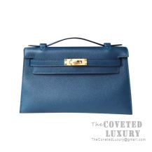 Hermes Mini Kelly I Bag 1P Blue Ocean Epsom GHW