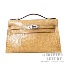 Hermes Mini Kelly I Bag 1C Poussiere Shiny Alligator SHW