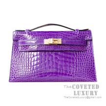 Hermes Mini Kelly I Bag 5L Ultraviolet Shiny Alligator GHW