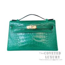 Hermes Mini Kelly I Bag 6Q Vert Emeraude Shiny Alligator GHW