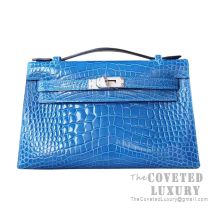 Hermes Mini Kelly I Bag 7Q Mykonos Shiny Alligator SHW