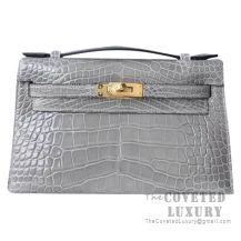 Hermes Mini Kelly I Bag CK81 Gris Tourterelle Shiny Alligator GHW