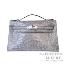 Hermes Mini Kelly I Bag CK81 Gris Tourterelle Shiny Alligator SHW