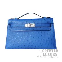 Hermes Mini Kelly I Bag 7T Blue Electric Ostrich SHW