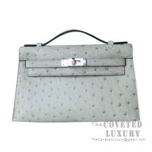 Hermes Mini Kelly I Bag 8U Blue Glacier Ostrich SHW