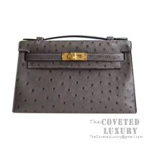 Hermes Mini Kelly I Bag CC88 Graphite Ostrich GHW