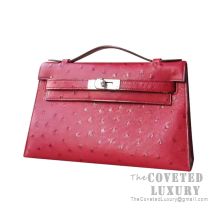 Hermes Mini Kelly I Bag CC53 Rouge Vif Ostrich SHW