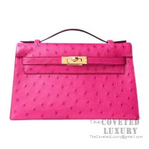 Hermes Mini Kelly I Bag E5 Rose Tyrien Ostrich GHW