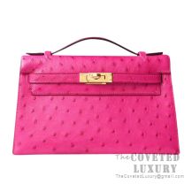 Hermes Mini Kelly I Bag E5 Rose Tyrien Ostrich GHW