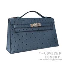 Hermes Mini Kelly I Bag N7 Blue Tempete Ostrich SHW