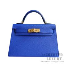 Hermes Mini Kelly II Bag p9 Anemone Epsom GHW