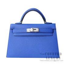 Hermes Mini Kelly II Bag M8 Gris Asphalt Epsom SHW