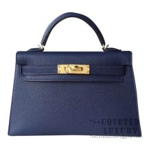 Hermes Mini Kelly II Bag M3 Blue Encre Epsom GHW