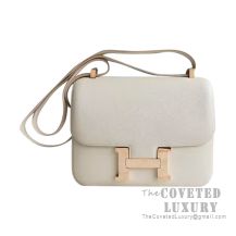 Hermes Constance 23 Bag CC10 Craie Epsom With Rose Gold Hardware